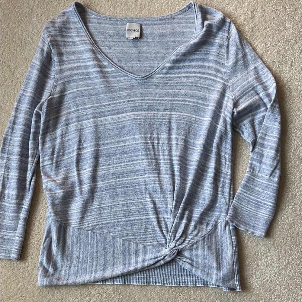 NIC+ZOE Women's Blue Striped 3/4 Sleeve Top